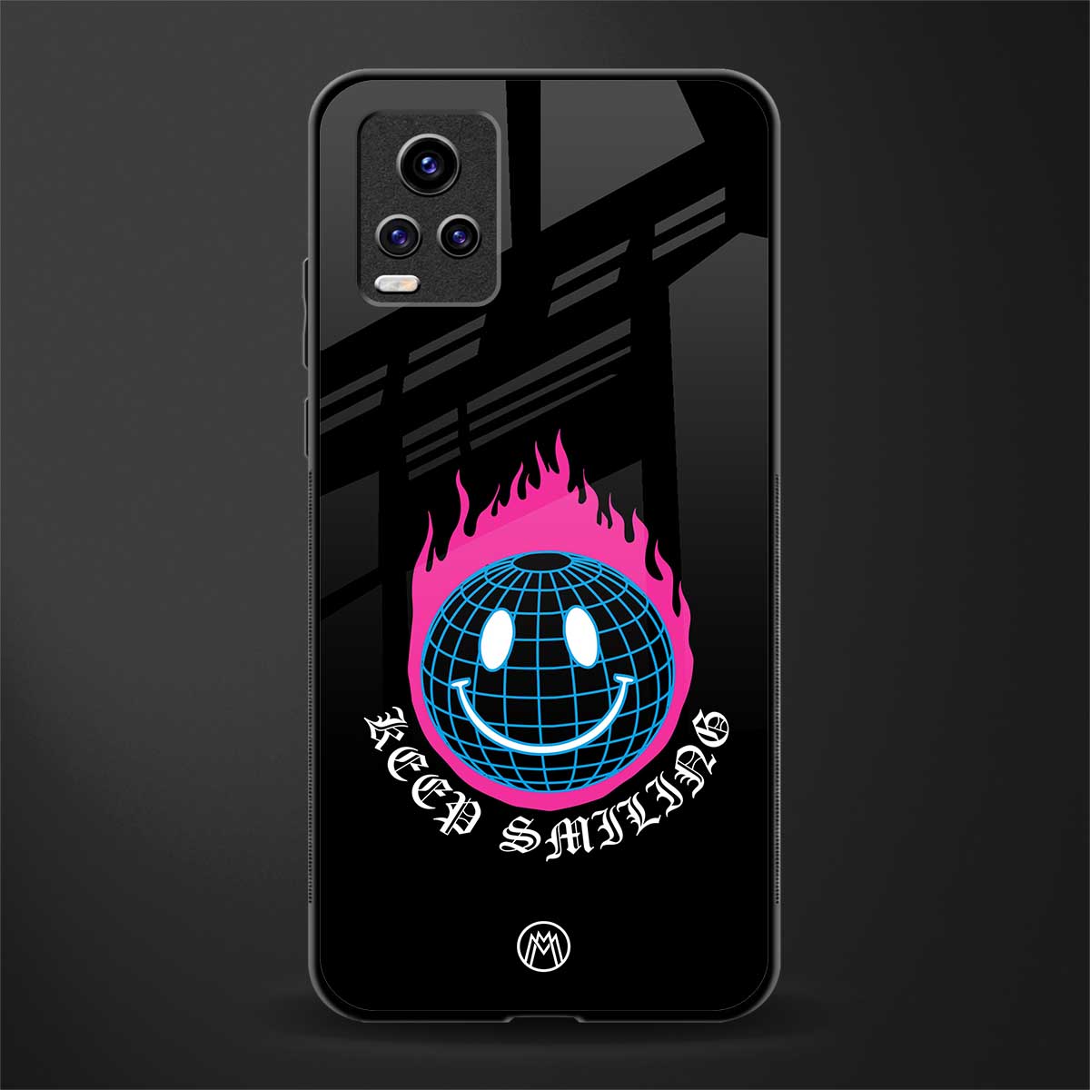keep smiling back phone cover | glass case for vivo v21e 4g