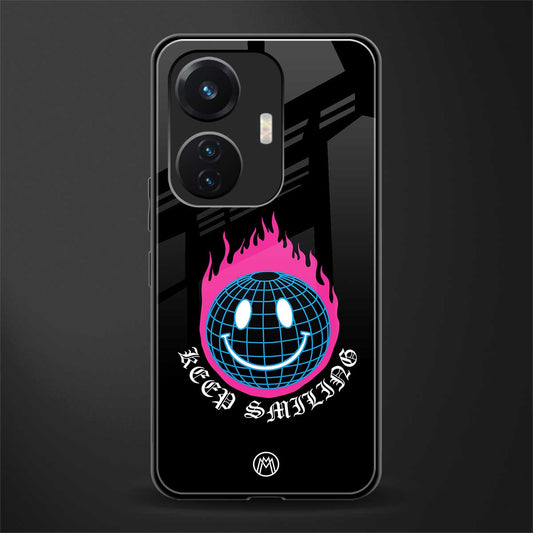 keep smiling back phone cover | glass case for vivo t1 44w 4g