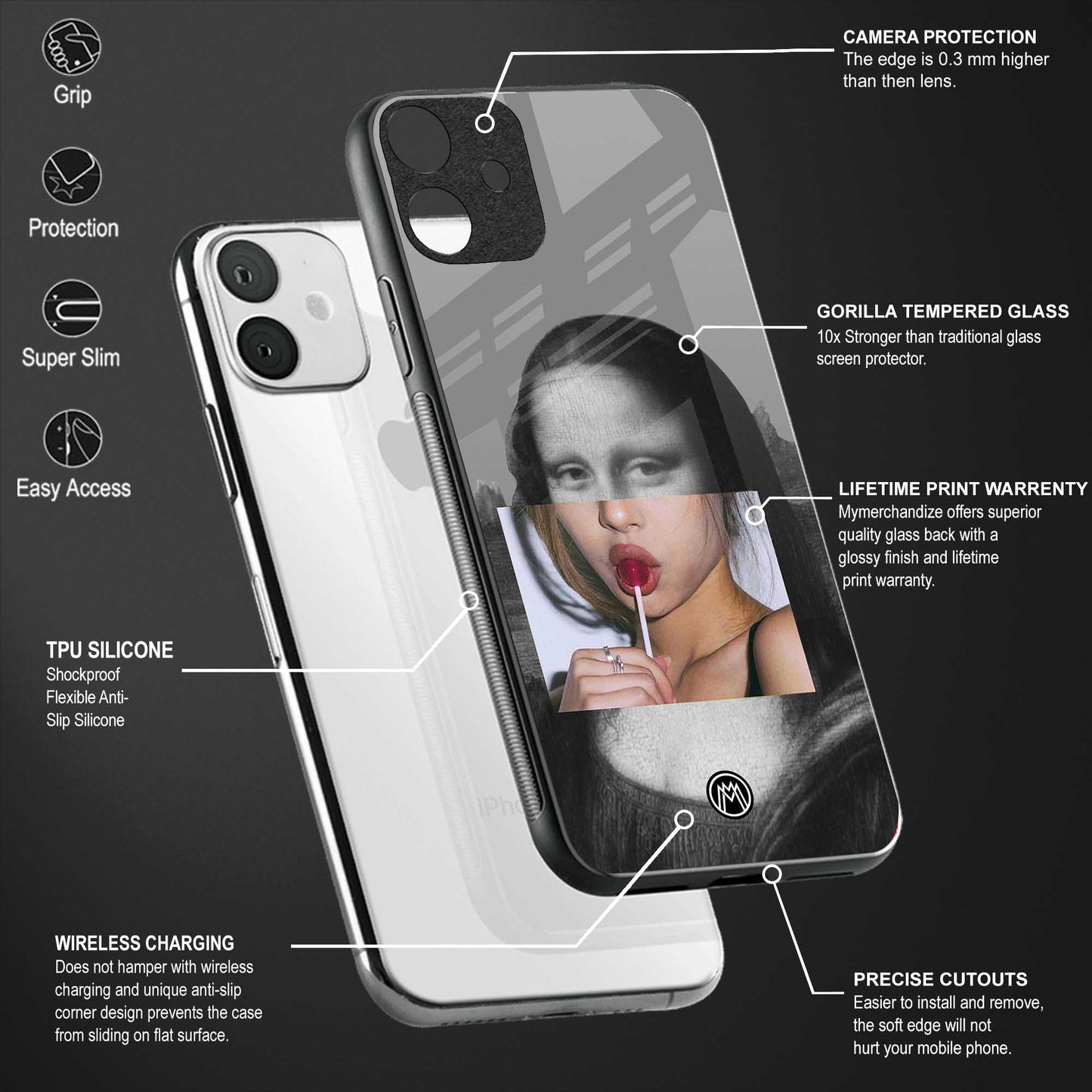 la mona lisa back phone cover | glass case for realme 9 pro 5g