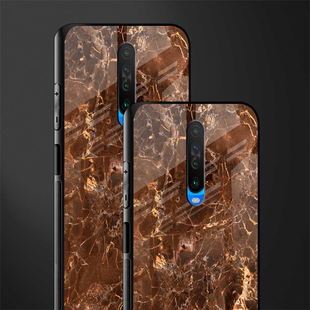 lavish brown marble glass case for poco x2 image-2