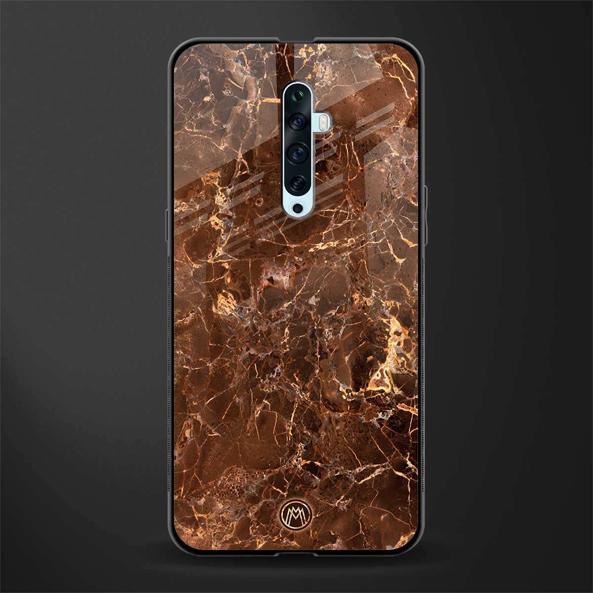 lavish brown marble glass case for oppo reno 2f image