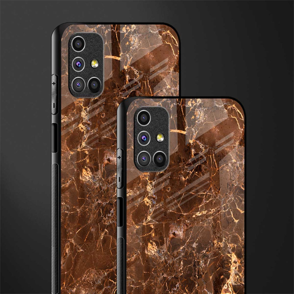lavish brown marble glass case for samsung galaxy m51 image-2