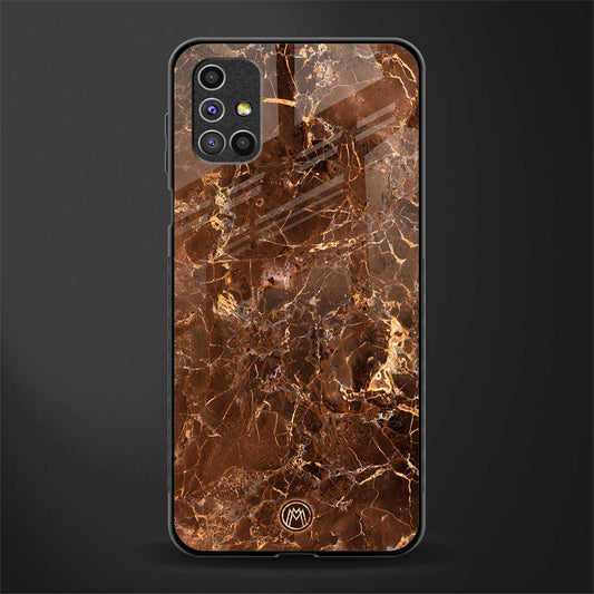lavish brown marble glass case for samsung galaxy m31s image