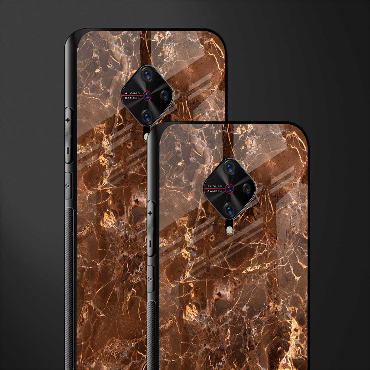lavish brown marble glass case for vivo s1 pro image-2