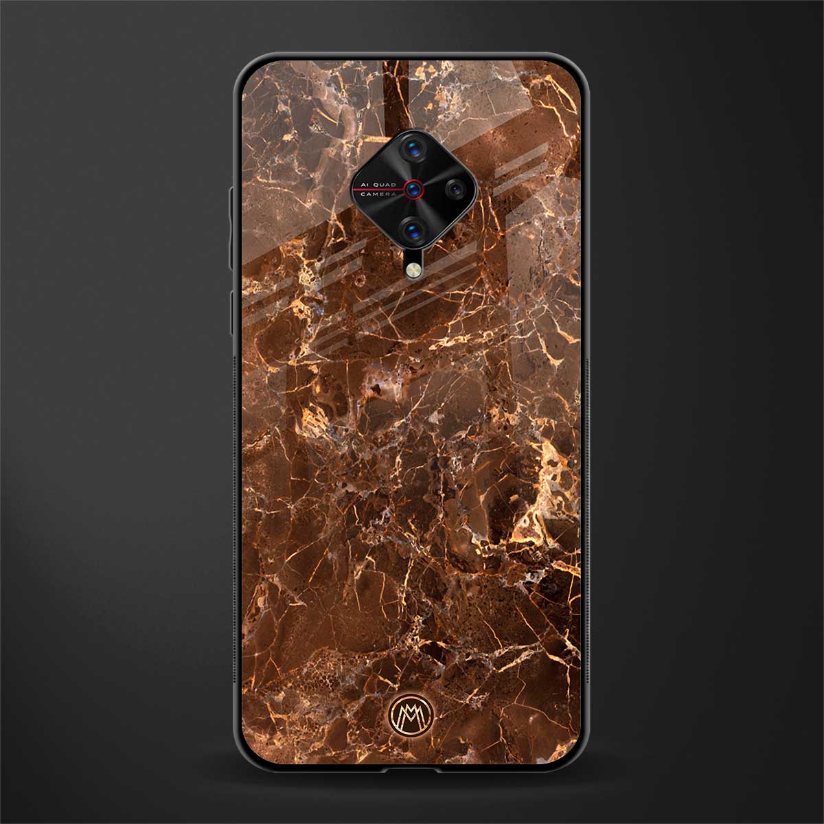 lavish brown marble glass case for vivo s1 pro image