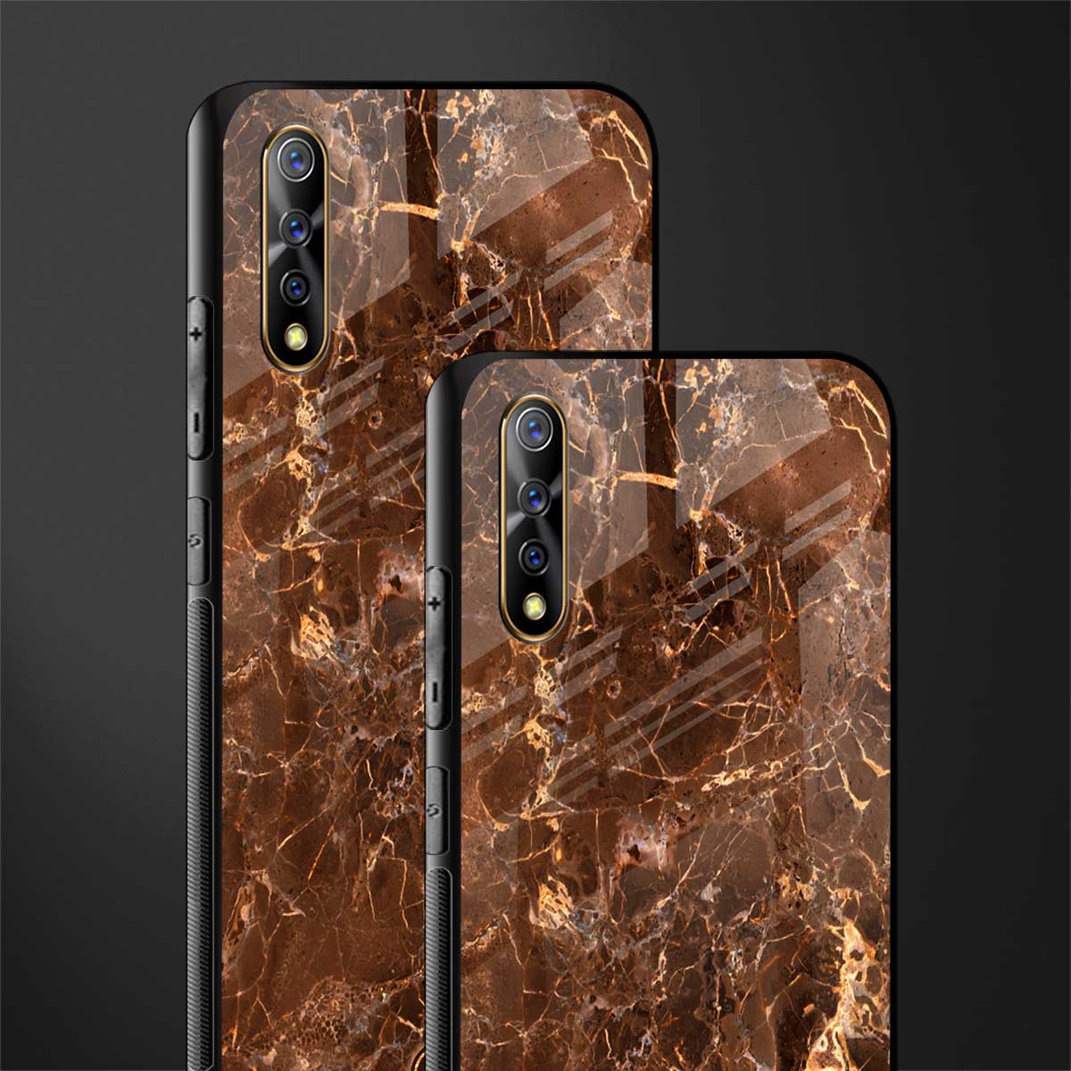 lavish brown marble glass case for vivo z1x image-2