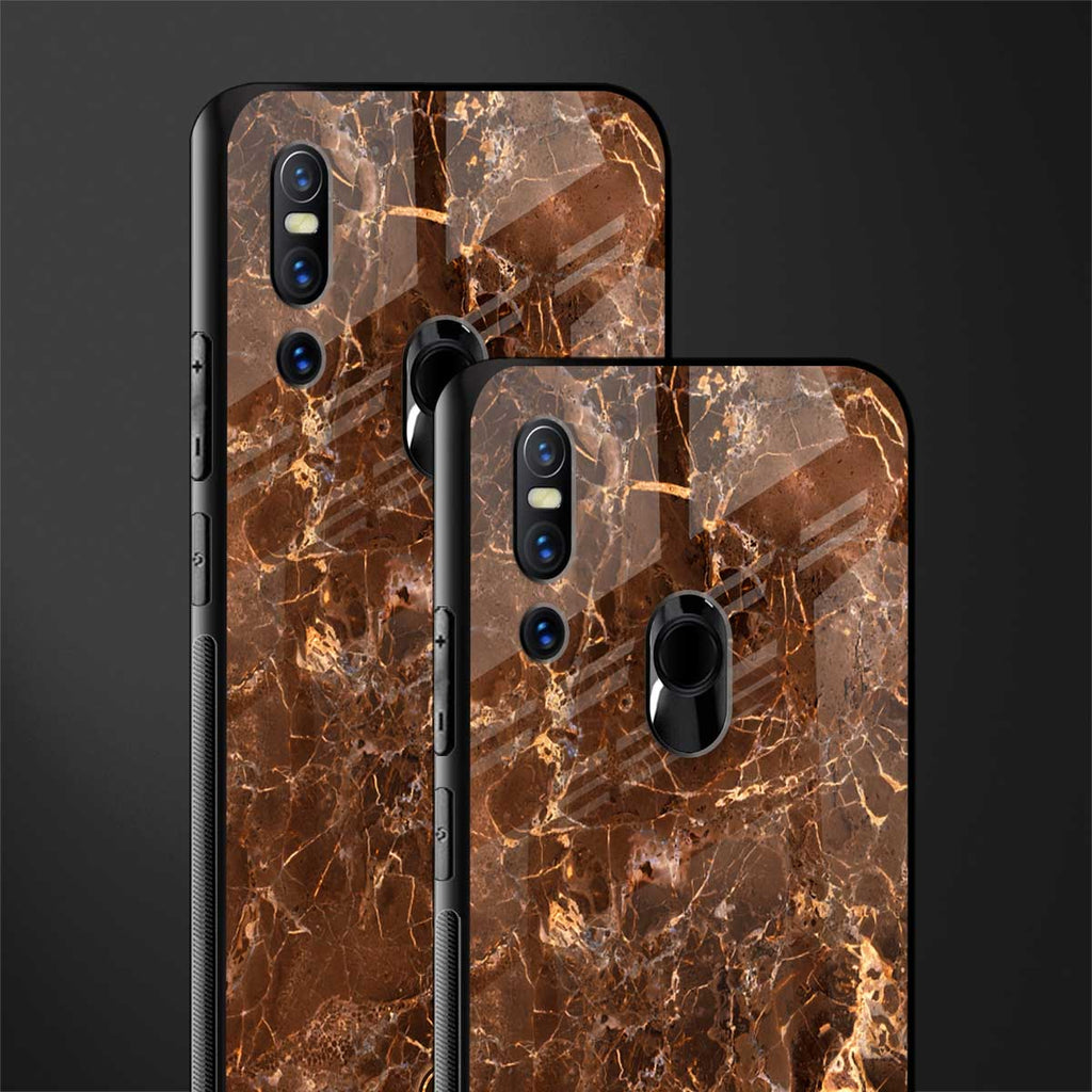lavish brown marble glass case for vivo v15 image-2
