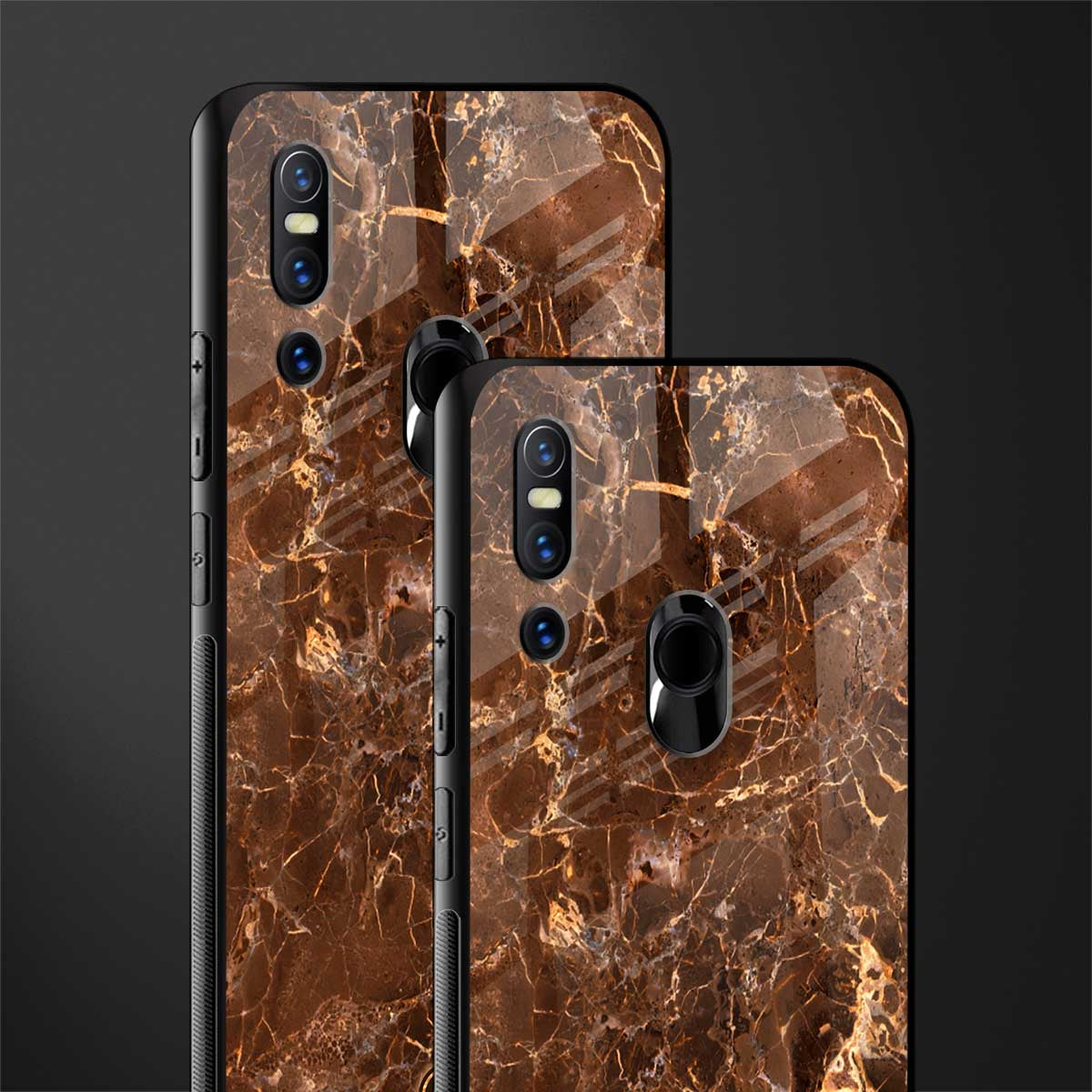 lavish brown marble glass case for vivo v15 image-2