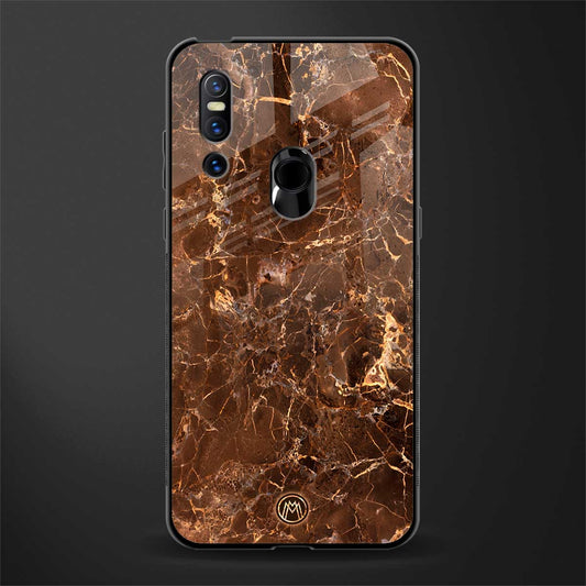 lavish brown marble glass case for vivo v15 image