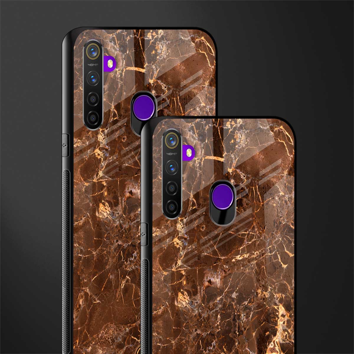 lavish brown marble glass case for realme 5 pro image-2