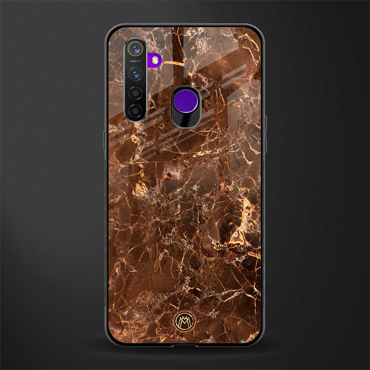 lavish brown marble glass case for realme 5i image