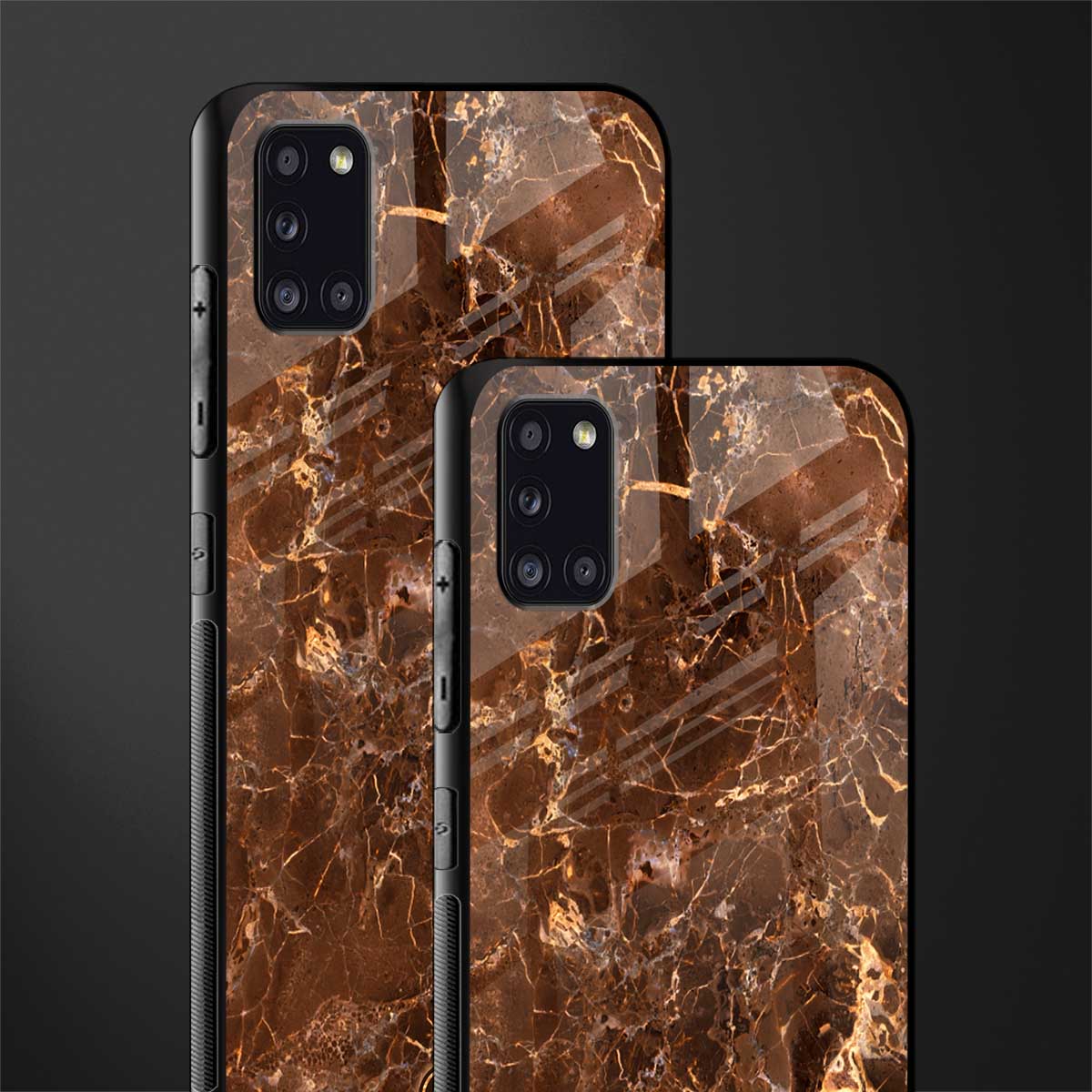 lavish brown marble glass case for samsung galaxy a31 image-2