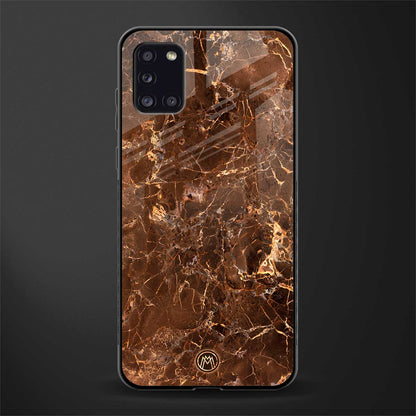 lavish brown marble glass case for samsung galaxy a31 image