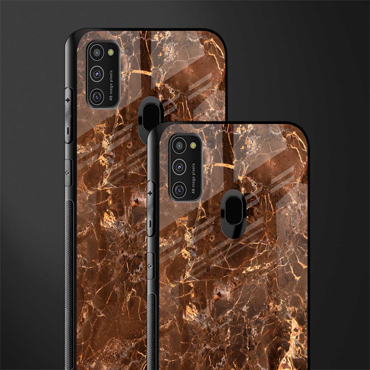 lavish brown marble glass case for samsung galaxy m21 image-2