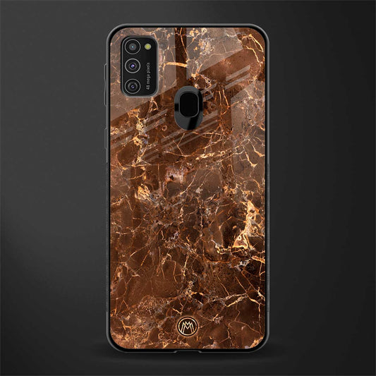 lavish brown marble glass case for samsung galaxy m30s image