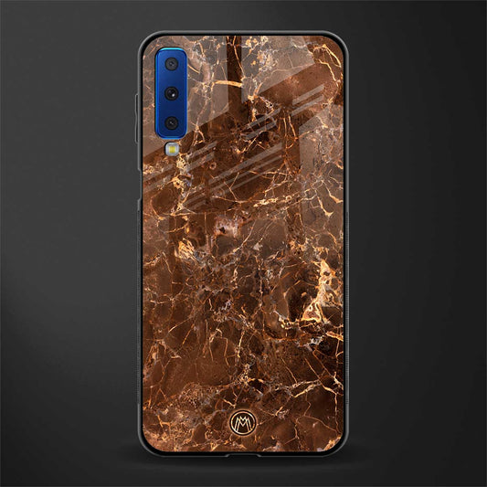 lavish brown marble glass case for samsung galaxy a7 2018 image