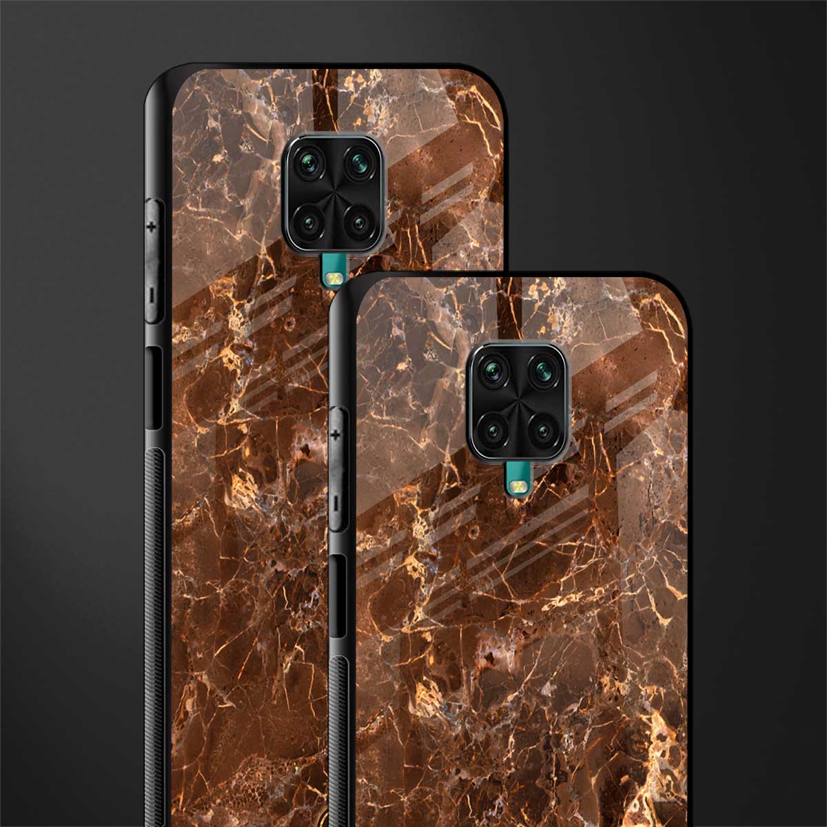 lavish brown marble glass case for poco m2 pro image-2