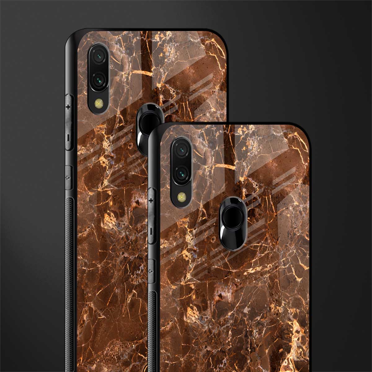 lavish brown marble glass case for redmi y3 image-2