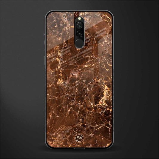lavish brown marble glass case for redmi 8 image