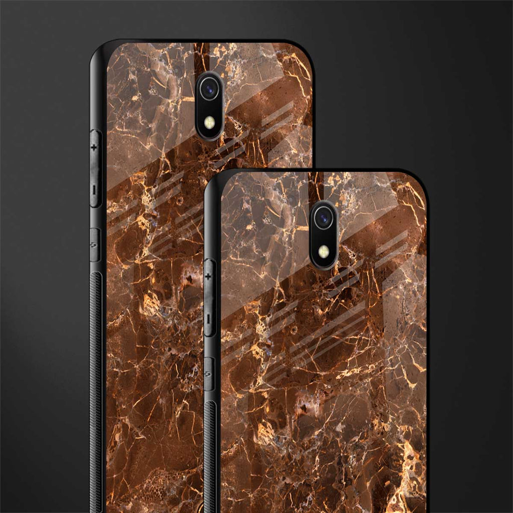 lavish brown marble glass case for redmi 8a image-2