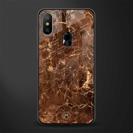 lavish brown marble glass case for redmi 6 pro image