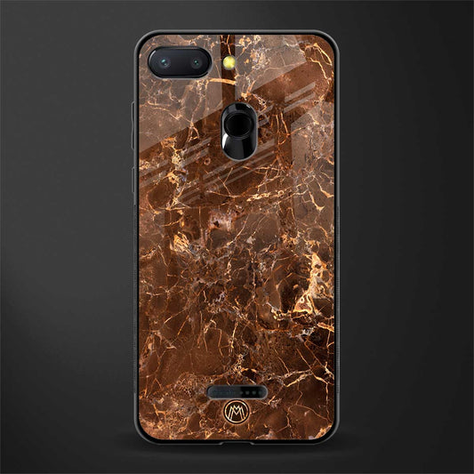 lavish brown marble glass case for redmi 6 image