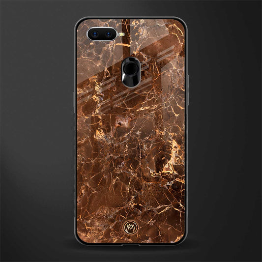 lavish brown marble glass case for oppo a12 image