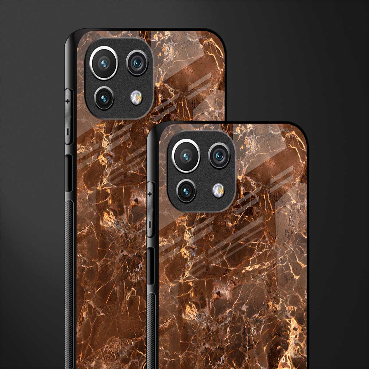 lavish brown marble glass case for mi 11 lite image-2