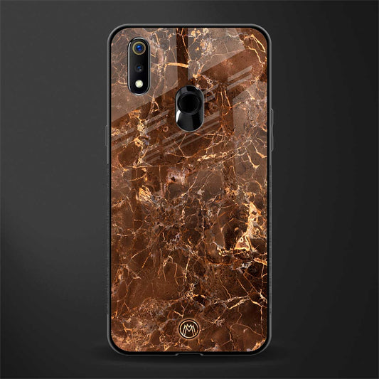 lavish brown marble glass case for realme 3 image