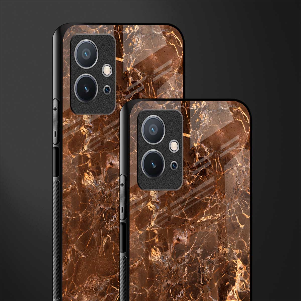 lavish brown marble glass case for vivo t1 5g image-2
