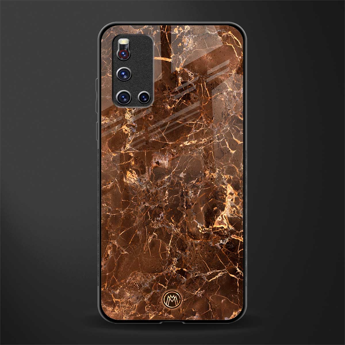 lavish brown marble glass case for vivo v19 image