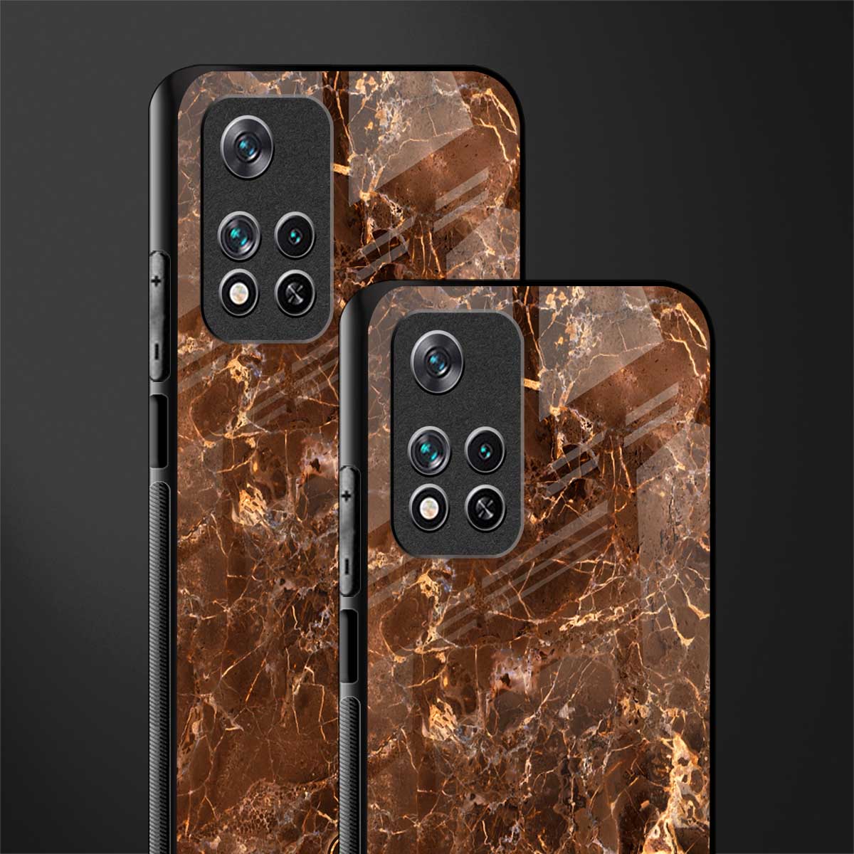 lavish brown marble glass case for poco m4 pro 5g image-2