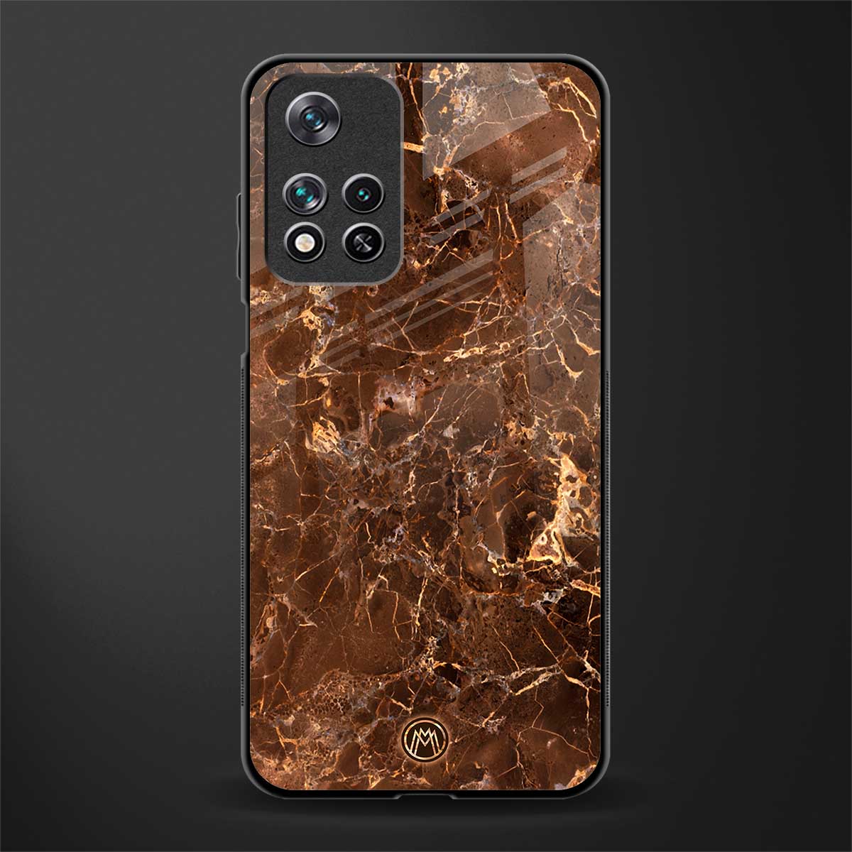 lavish brown marble glass case for poco m4 pro 5g image