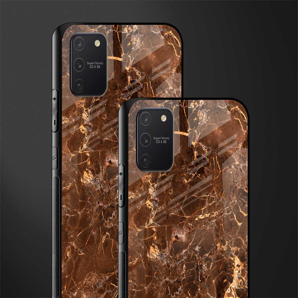 lavish brown marble glass case for samsung galaxy a91 image-2