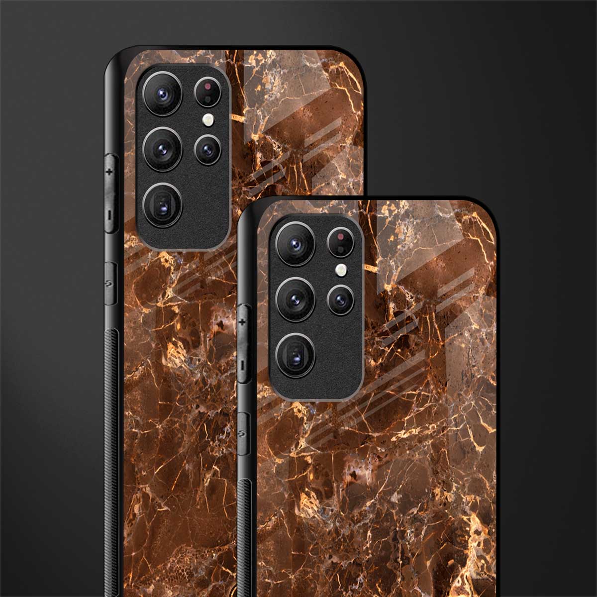 lavish brown marble glass case for samsung galaxy s22 ultra 5g image-2