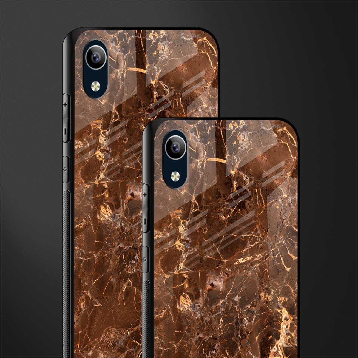 lavish brown marble glass case for vivo y91i image-2