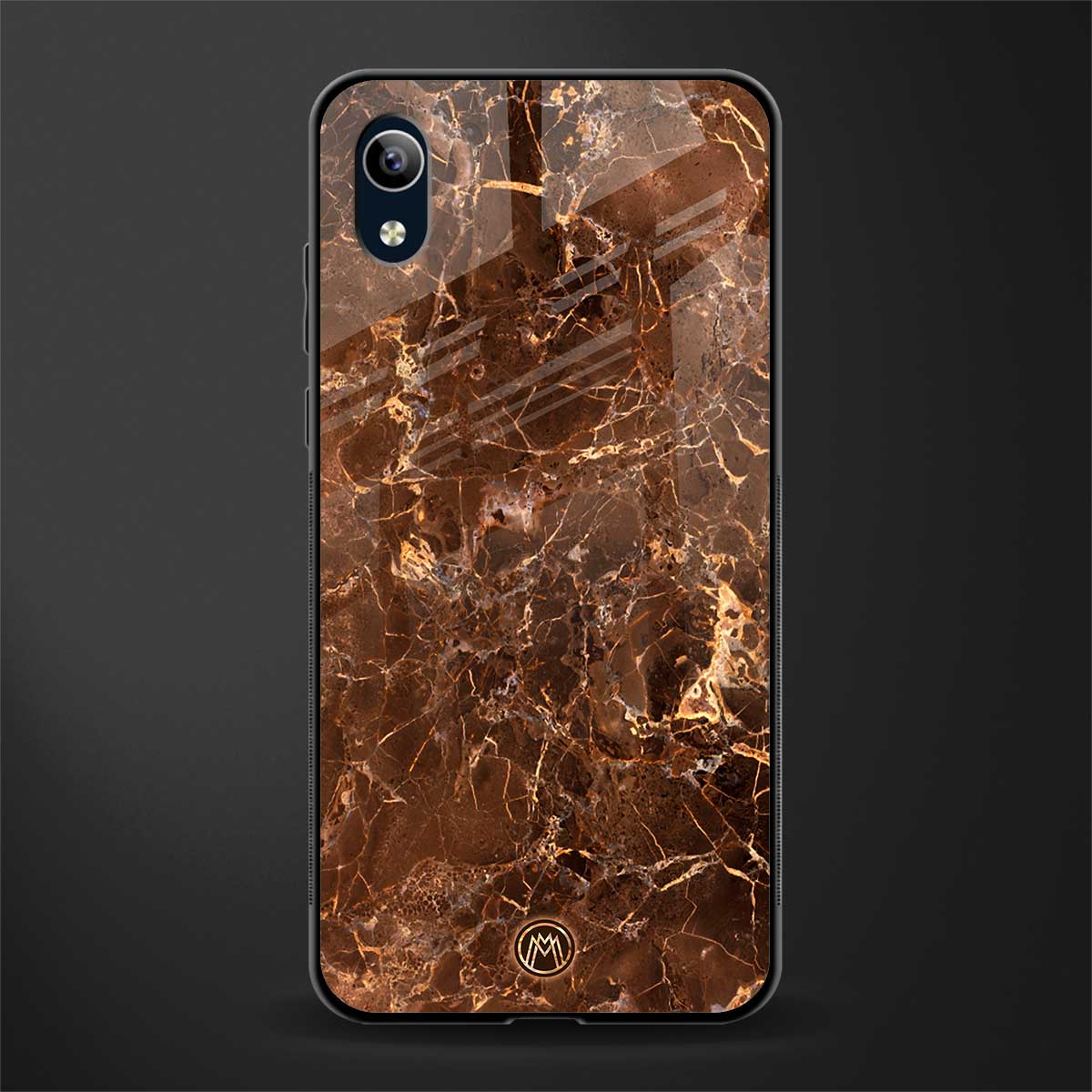 lavish brown marble glass case for vivo y1s without fingerprint image