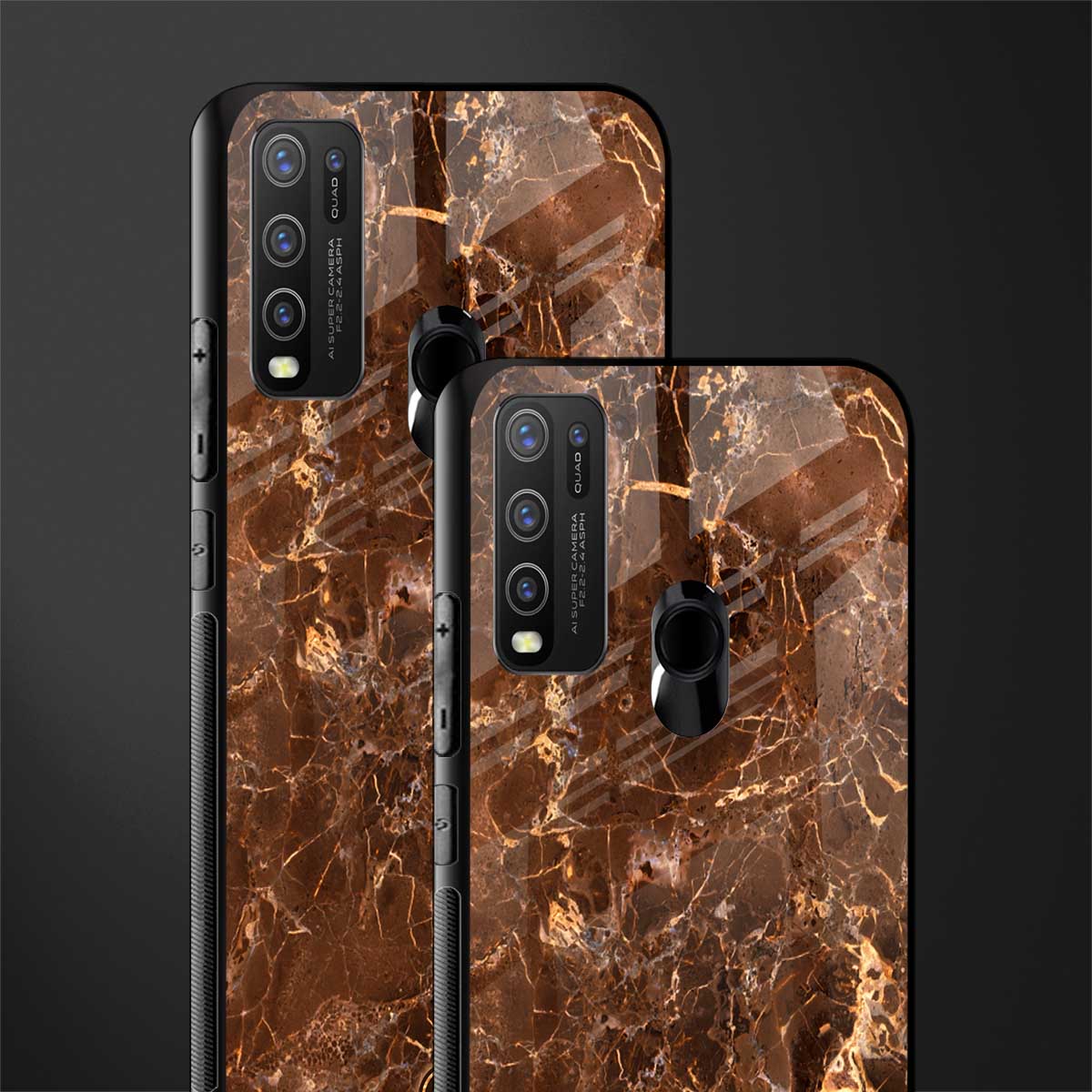 lavish brown marble glass case for vivo y50 image-2
