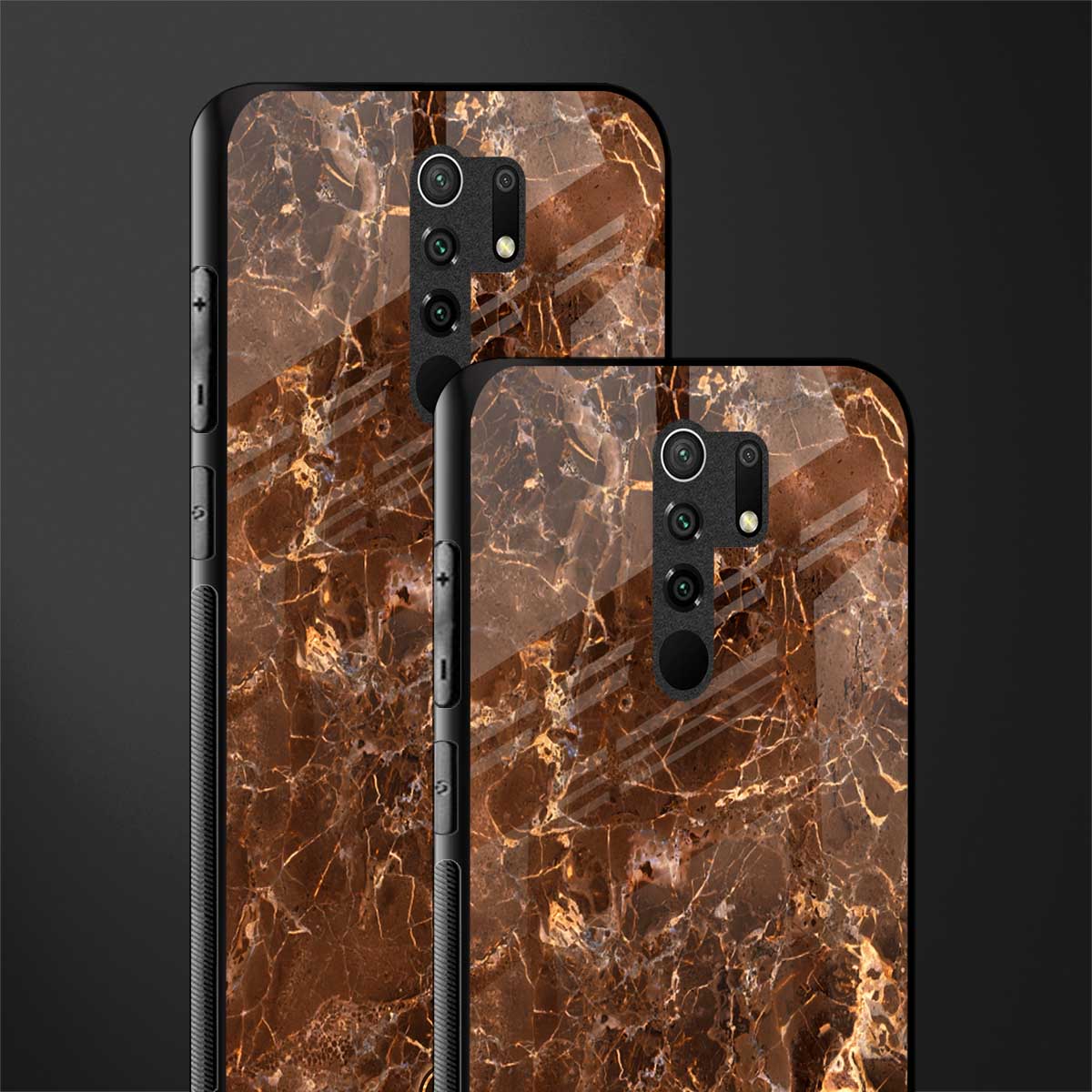 lavish brown marble glass case for redmi 9 prime image-2