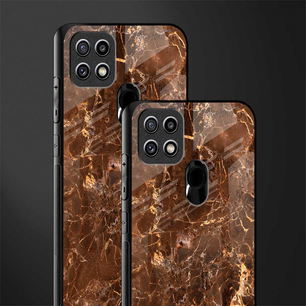 lavish brown marble glass case for oppo a15s image-2