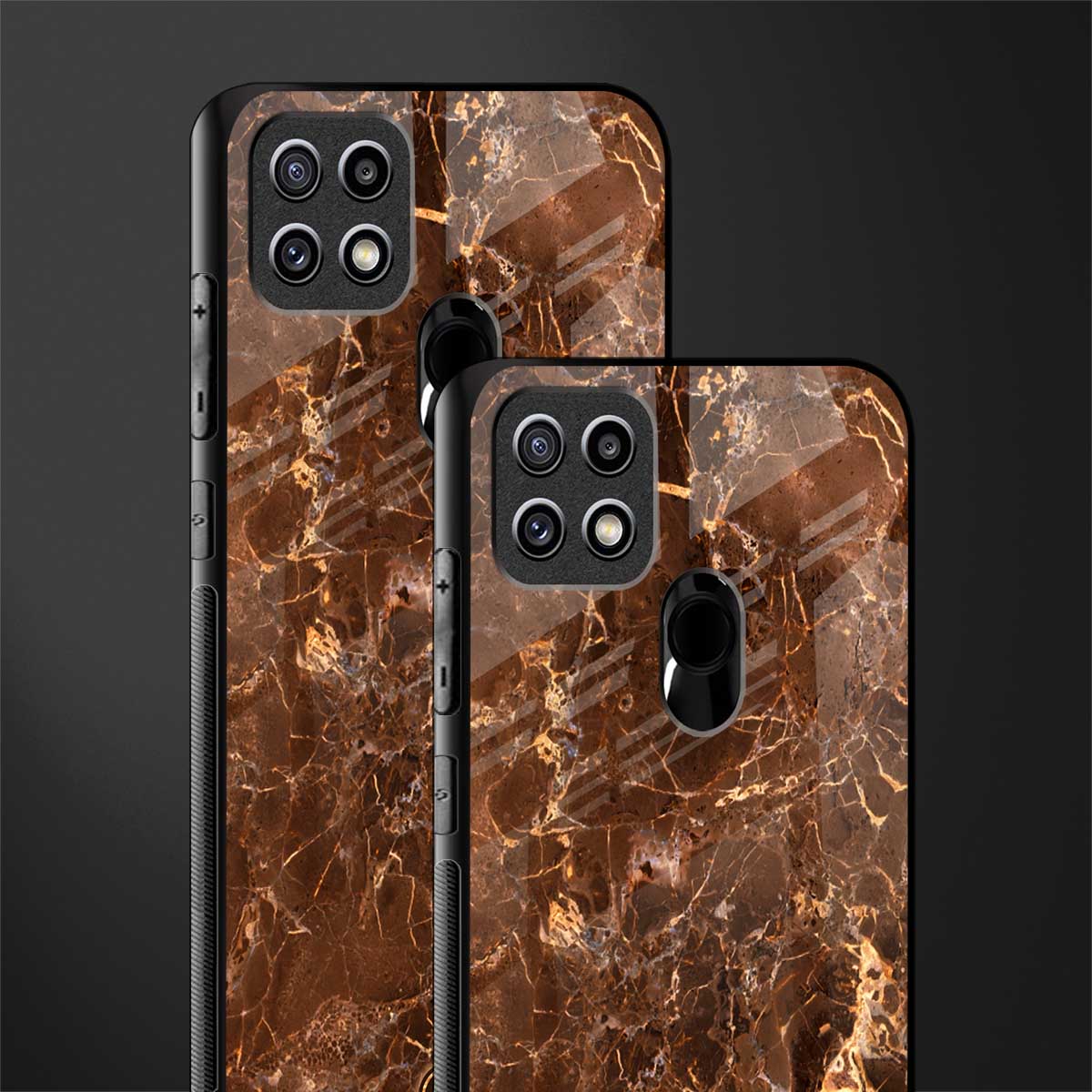 lavish brown marble glass case for oppo a15s image-2