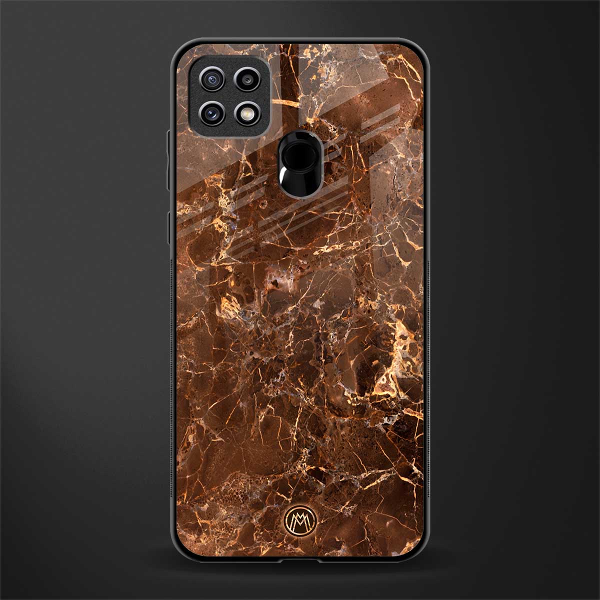 lavish brown marble glass case for oppo a15 image