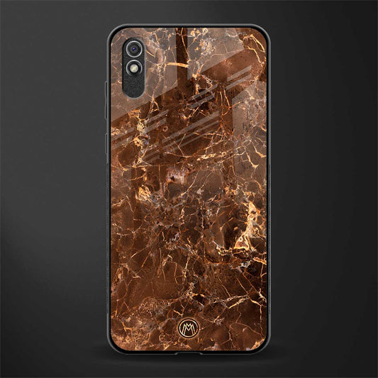 lavish brown marble glass case for redmi 9a image