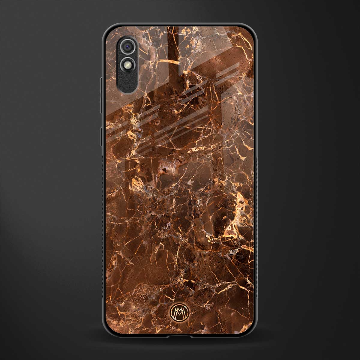 lavish brown marble glass case for redmi 9i image