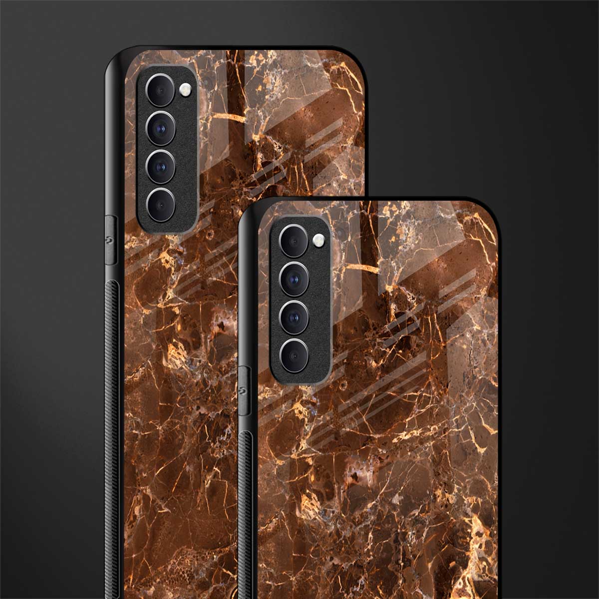 lavish brown marble glass case for oppo reno 4 pro image-2