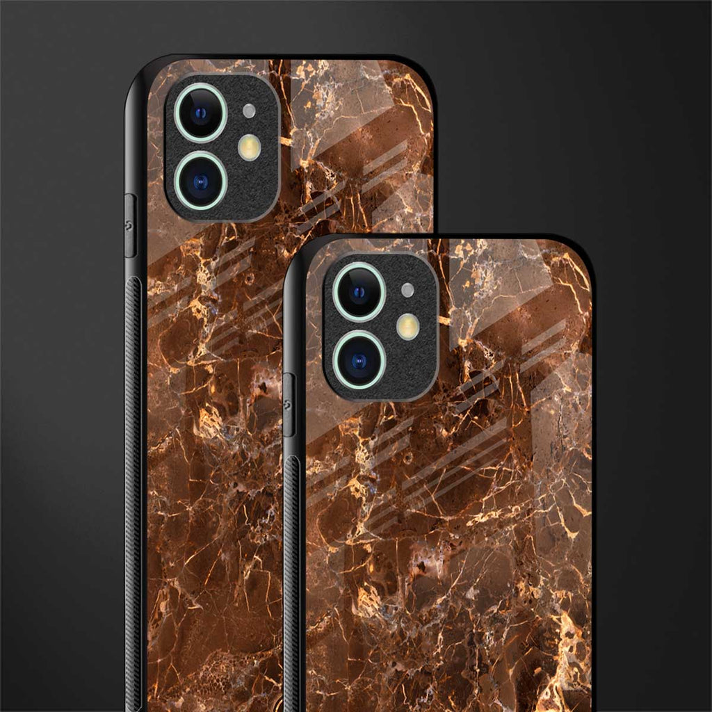 lavish brown marble glass case for iphone 12 image-2
