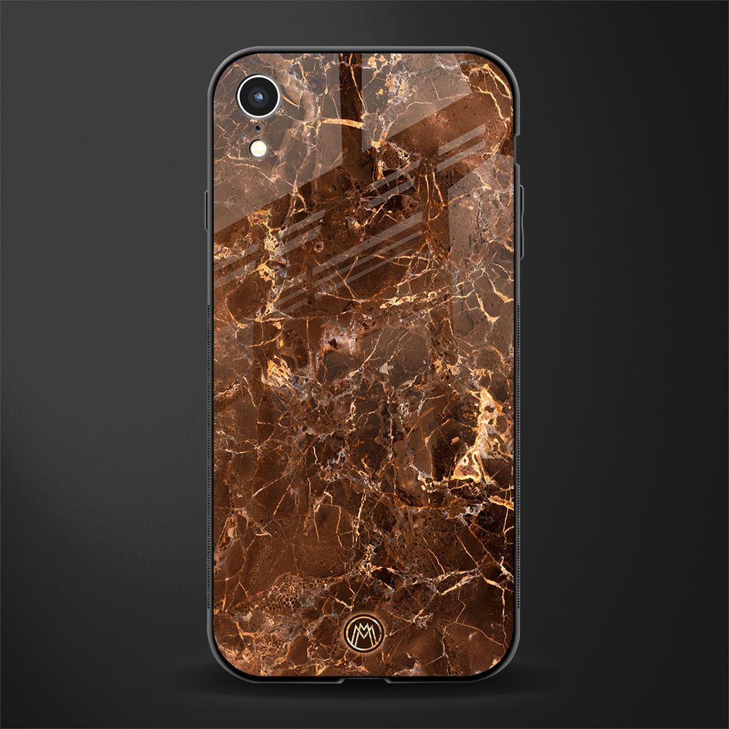 lavish brown marble glass case for iphone xr image