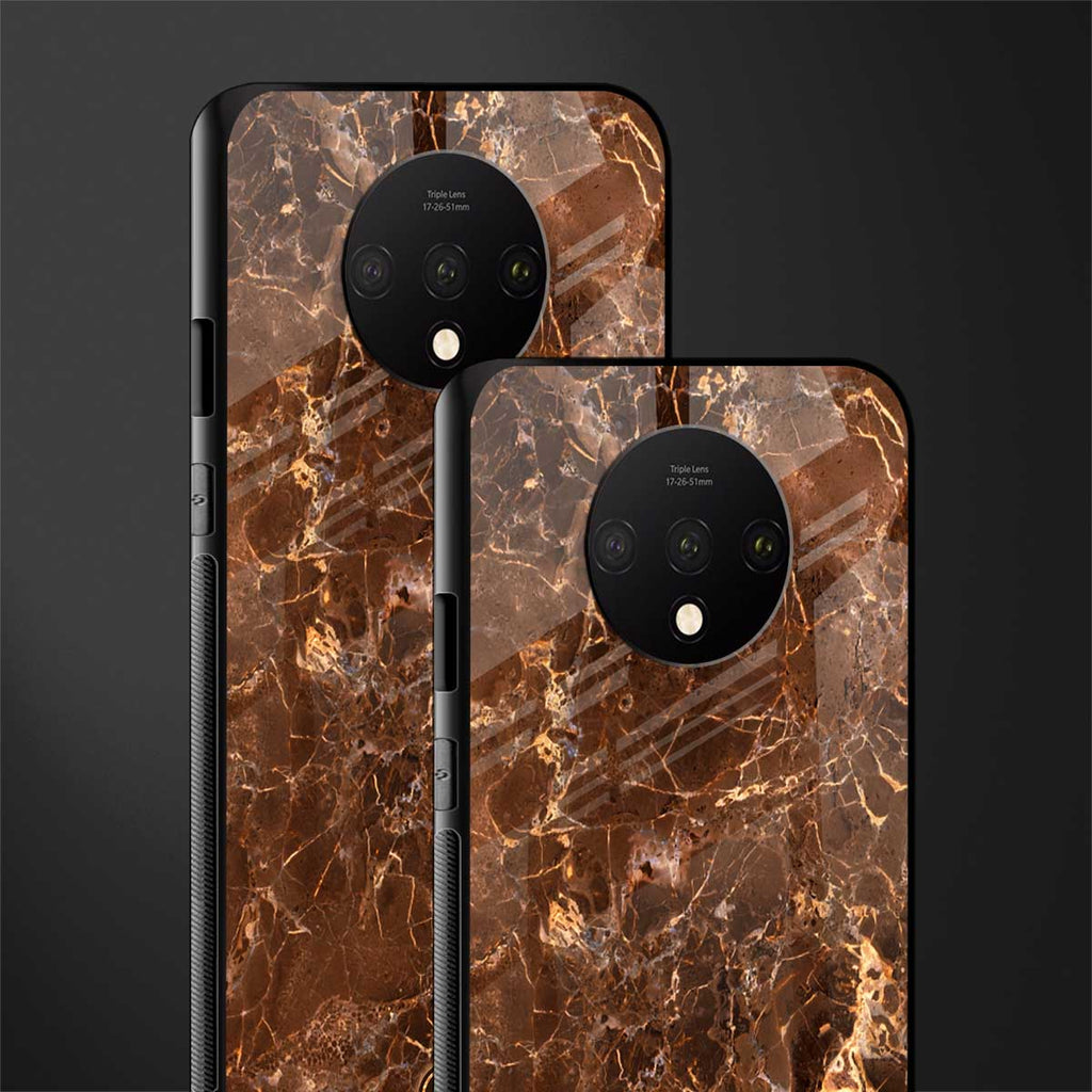 lavish brown marble glass case for oneplus 7t image-2