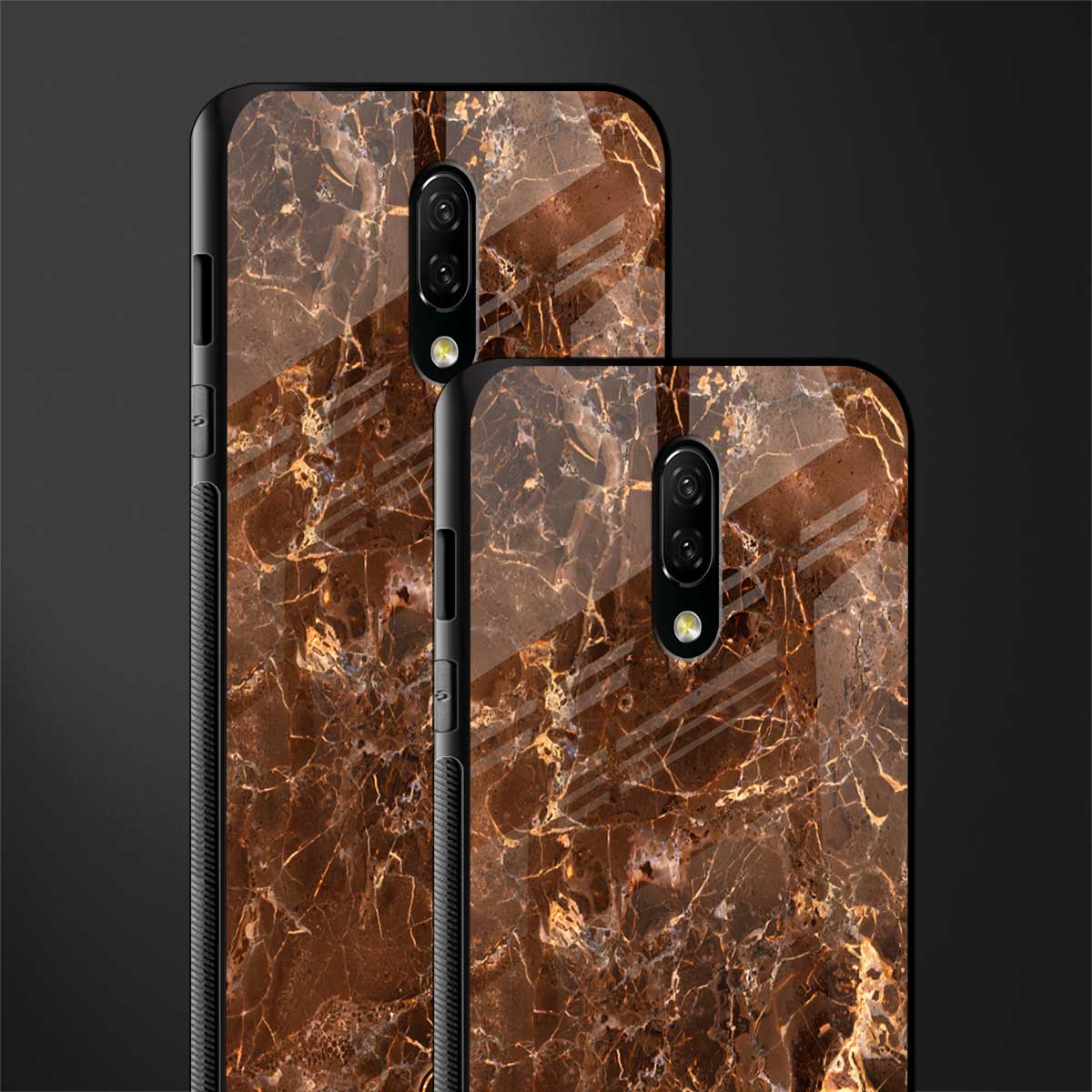 lavish brown marble glass case for oneplus 7 image-2