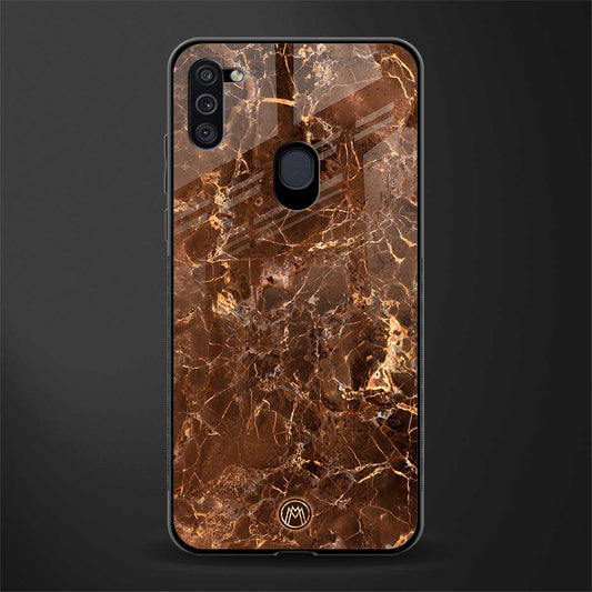 lavish brown marble glass case for samsung galaxy m11 image